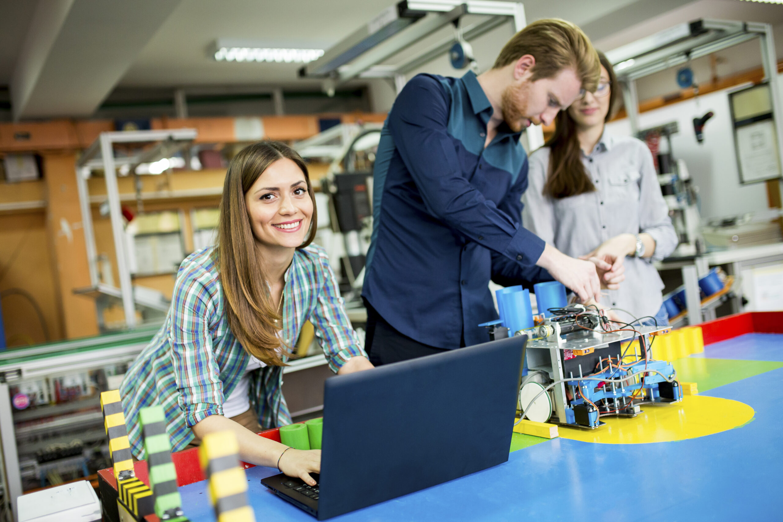 Young people in the robotics classroom